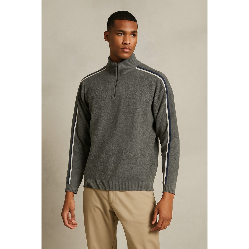 VTG Y2K American Eagle 1/4 Zip 100% Wool Sweater Gray Men's L Preppy Classic